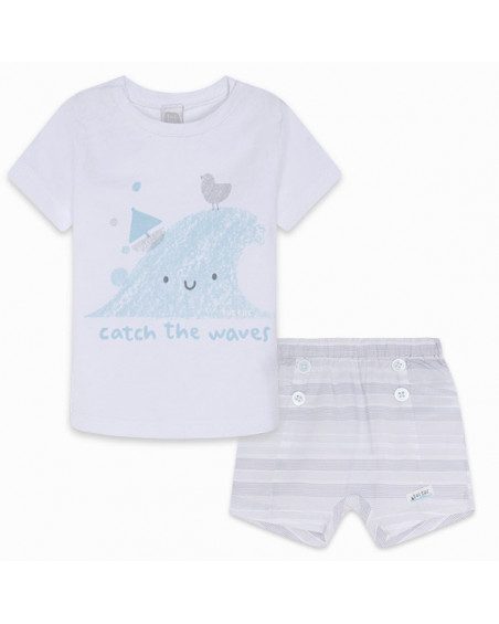 CONJUNTO CAMISETA PUNTO Y BERMUDA POPELÍN NIÑO BLANCO SMOOTH SAILING CONJUNTO CAMISETA PUNTO Y BERMUDA POPELÍN NIÑO BLANCO SMOOTH SAILING
