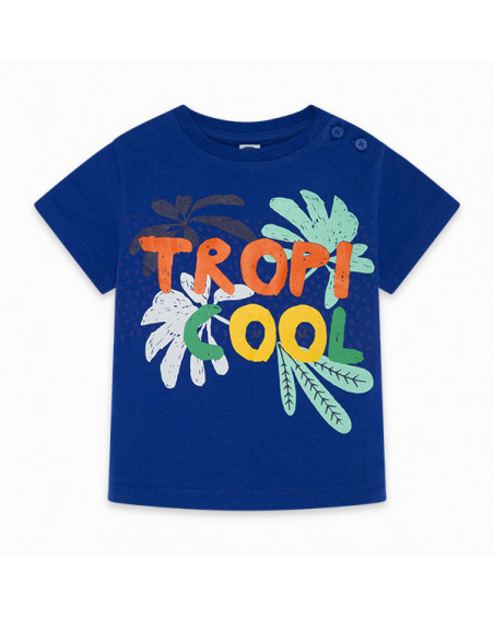 CAMISETA PUNTO MENSAJE NIÑO AZUL TROPICOOL CAMISETA PUNTO MENSAJE NIÑO AZUL TROPICOOL