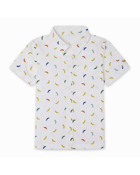 CAMISA POPELÍN ESTAMPADA NIÑO BLANCA TROPICOOL CAMISA POPELÍN ESTAMPADA NIÑO BLANCA TROPICOOL