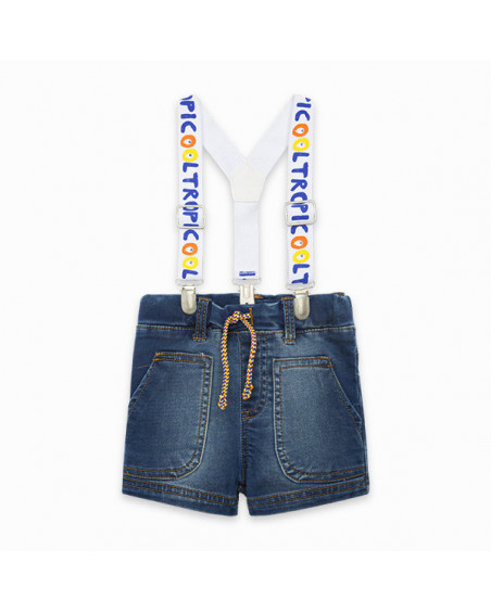 BERMUDA DENIM CON TIRANTES NIÑO AZUL TROPICOOL BERMUDA DENIM CON TIRANTES NIÑO AZUL TROPICOOL