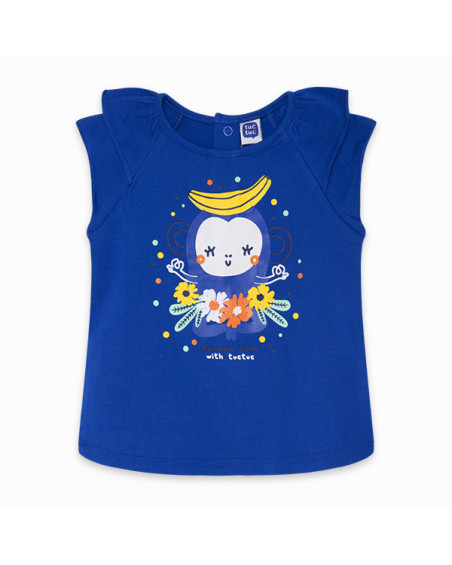 CAMISETA PUNTO CON VOLANTES NIÑA AZUL TROPICOOL CAMISETA PUNTO CON VOLANTES NIÑA AZUL TROPICOOL
