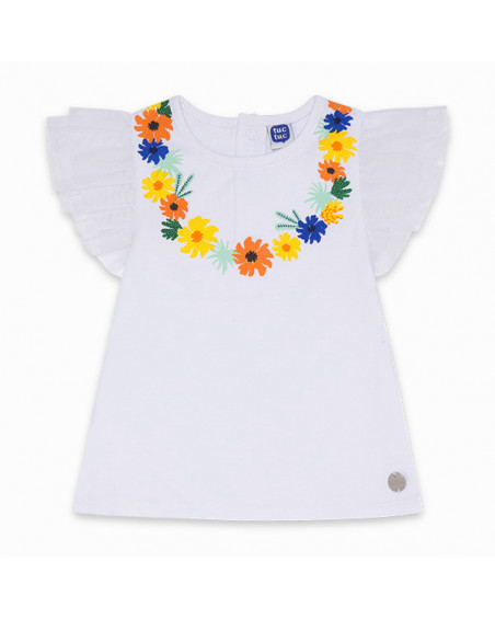 CAMISETA PUNTO Y TUL FLORES NIÑA BLANCA TROPICOOL CAMISETA PUNTO Y TUL FLORES NIÑA BLANCA TROPICOOL