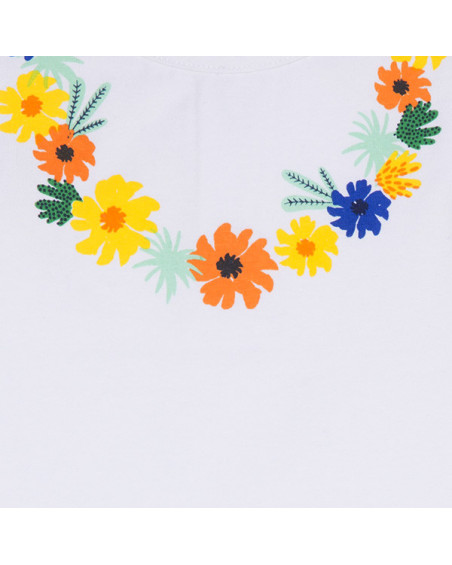 CAMISETA PUNTO Y TUL FLORES NIÑA BLANCA TROPICOOL CAMISETA PUNTO Y TUL FLORES NIÑA BLANCA TROPICOOL
