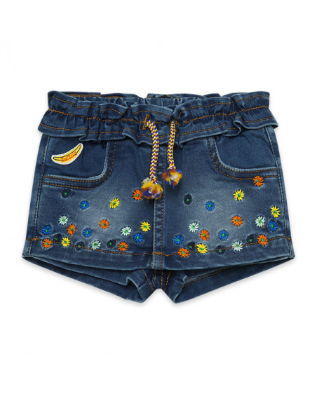 FALDA-PANTALÓN DENIM FLORECITAS NIÑA AZUL TROPICOOL FALDA-PANTALÓN DENIM FLORECITAS NIÑA AZUL TROPICOOL