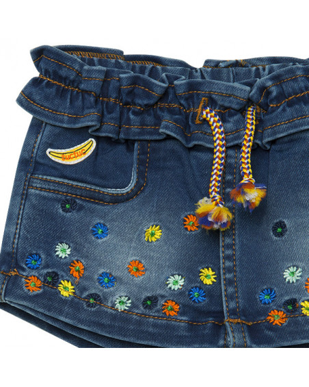 FALDA-PANTALÓN DENIM FLORECITAS NIÑA AZUL TROPICOOL FALDA-PANTALÓN DENIM FLORECITAS NIÑA AZUL TROPICOOL
