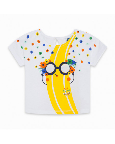 CAMISETA PUNTO CON SOLAPA NIÑA BLANCA TROPICOOL CAMISETA PUNTO CON SOLAPA NIÑA BLANCA TROPICOOL