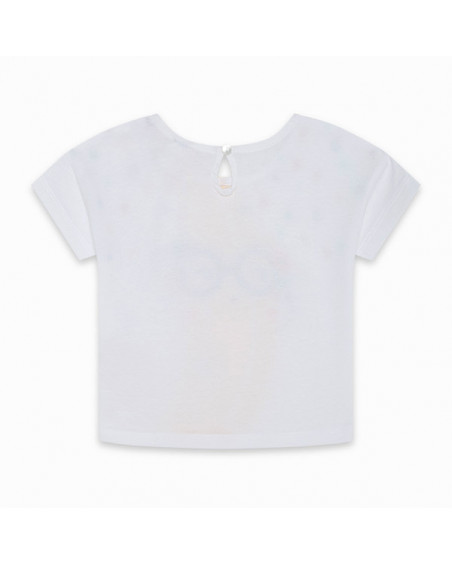 CAMISETA PUNTO CON SOLAPA NIÑA BLANCA TROPICOOL CAMISETA PUNTO CON SOLAPA NIÑA BLANCA TROPICOOL