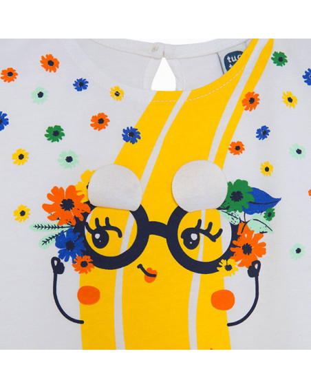 CAMISETA PUNTO CON SOLAPA NIÑA BLANCA TROPICOOL CAMISETA PUNTO CON SOLAPA NIÑA BLANCA TROPICOOL
