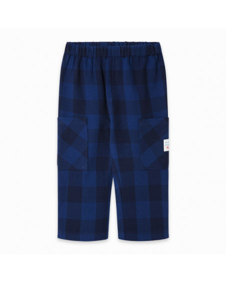 Pantalón sarga baggy cuadros niño azul detox time Pantalón sarga baggy cuadros niño azul detox time
