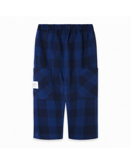 Pantalón sarga baggy cuadros niño azul detox time Pantalón sarga baggy cuadros niño azul detox time