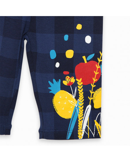 Legging pirata punto cuadros niña azul detox time Legging pirata punto cuadros niña azul detox time
