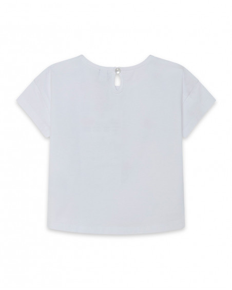 Camiseta manga corta blanca efecto collar niña