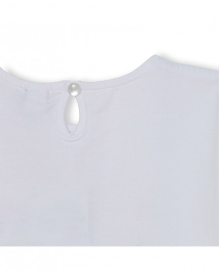 Camiseta manga corta blanca efecto collar niña