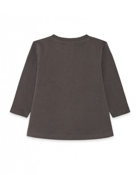 Camiseta manga larga marrón cactus niño