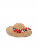 Gorro rafia lazo rojo estampado flores niña Gorro rafia lazo rojo estampado flores niña