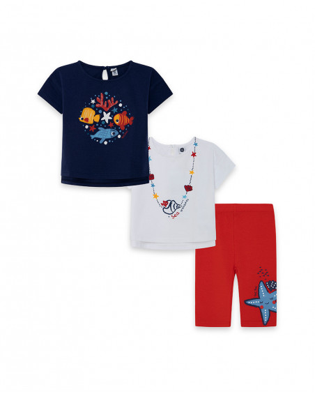 Set 2 camisetas manga corta y legging pirata rojo niña Set 2 camisetas manga corta y legging pirata rojo niña