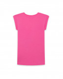Vestido manga corta fucsia estampado bolso niña Vestido manga corta fucsia estampado bolso niña