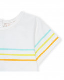 Conjunto peto gasa y camiseta punto blanco y naranja recien Conjunto peto gasa y camiseta punto blanco y naranja recien