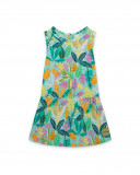 Vestido tirantes verde estampado hojas niña Vestido tirantes verde estampado hojas niña