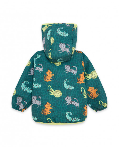 Cortavientos capucha y cremallera verde estampado animales niño Cortavientos capucha y cremallera verde estampado animales niño