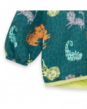 Cortavientos capucha y cremallera verde estampado animales niño Cortavientos capucha y cremallera verde estampado animales niño