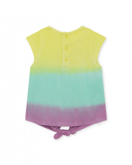 Camiseta manga corta verde degradado malva lazada niña Camiseta manga corta verde degradado malva lazada niña
