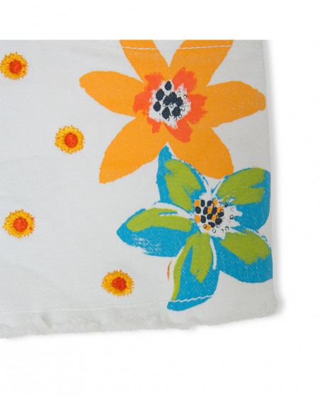 Short blanco denim flores niña Short blanco denim flores niña