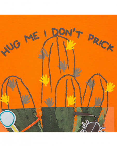 Camiseta manga corta naranja cactus niño