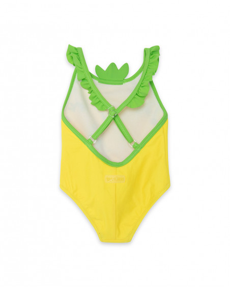 Bañador amarillo flores y carita niña Bañador amarillo flores y carita niña
