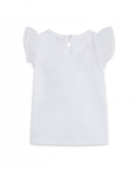 Camiseta manga corta blanca flores niña