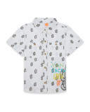 Camisa popelín manga corta blanca estampada cactus niño