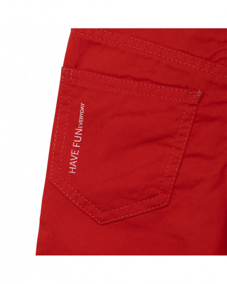 Bermuda sarga cinco bolsillos roja niño