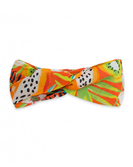 Diadema punto naranja estampado flores y frutas niña Diadema punto naranja estampado flores y frutas niña