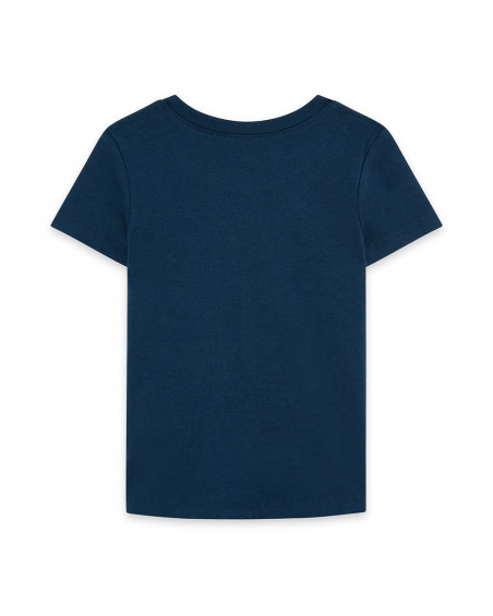 Camiseta manga corta azul tabla surf niño
