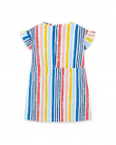 Vestido punto manga corta rayas multicolor niña Vestido punto manga corta rayas multicolor niña