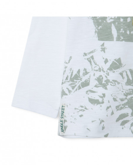 Camiseta manga larga blanca hojas niño