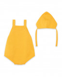 Pelele corto y capota tricot naranja recien nacido niña Pelele corto y capota tricot naranja recien nacido niña
