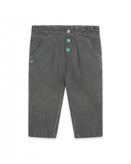 Pantalón gris denim botones niña Pantalón gris denim botones niña