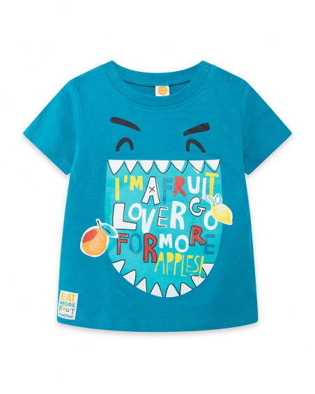 Camiseta manga corta azul frutas niño Camiseta manga corta azul frutas niño
