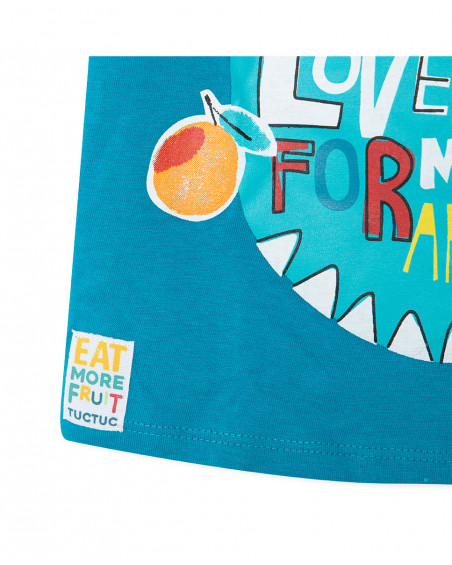 Camiseta manga corta azul frutas niño