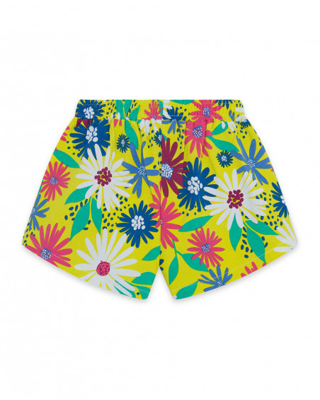 Short punto verde estampado flores niña Short punto verde estampado flores niña