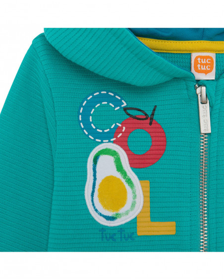 Sudadera felpa capucha y cremallera azul niño Sudadera felpa capucha y cremallera azul niño