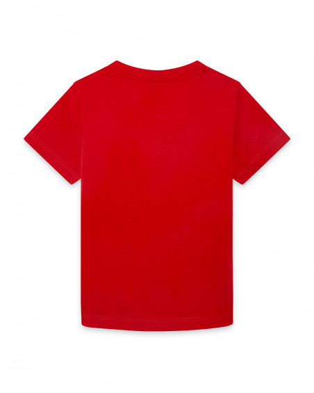 Camiseta manga corta bolsillo roja niño