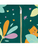 Sudadera felpa capucha y cremallera verde detalle orejas niña Sudadera felpa capucha y cremallera verde detalle orejas niña