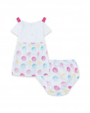 Vestido punto y popelín manga corta blanco con topos recien Vestido punto y popelín manga corta blanco con topos recien