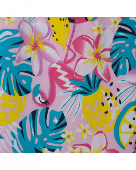 Vestido punto tirantes rosa estampado flores tropical volante Vestido punto tirantes rosa estampado flores tropical volante
