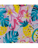 Vestido punto tirantes rosa estampado flores tropical volante Vestido punto tirantes rosa estampado flores tropical volante