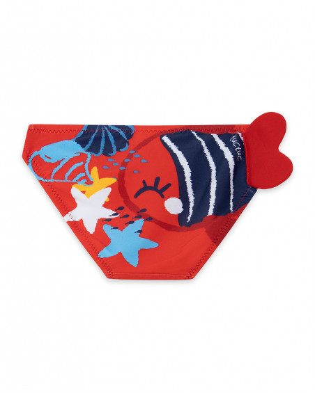 Culetín baño rojo estrellas de mar niña Culetín baño rojo estrellas de mar niña