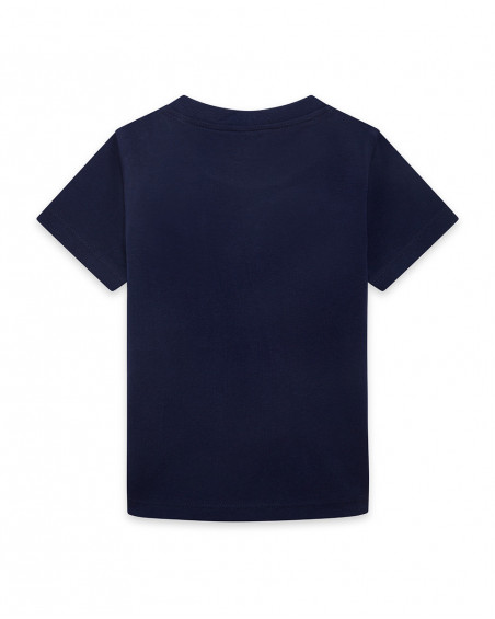 Camiseta manga corta bolsillo azul marino niño