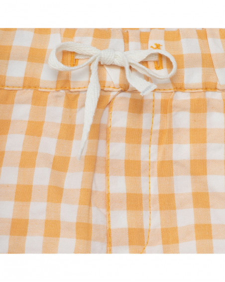 Conjunto camiseta manga corta y bermuda plana a cuadros naranja Conjunto camiseta manga corta y bermuda plana a cuadros naranja